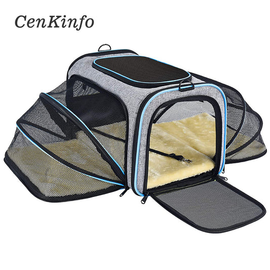 On The Gogo Airline Approved Travel Expandable Five Door Soft Dog Cat Travel Bag Carrier